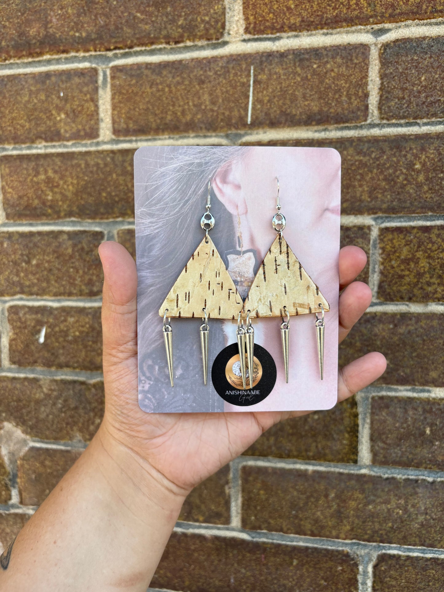 Birchbark Earrings with Spikes