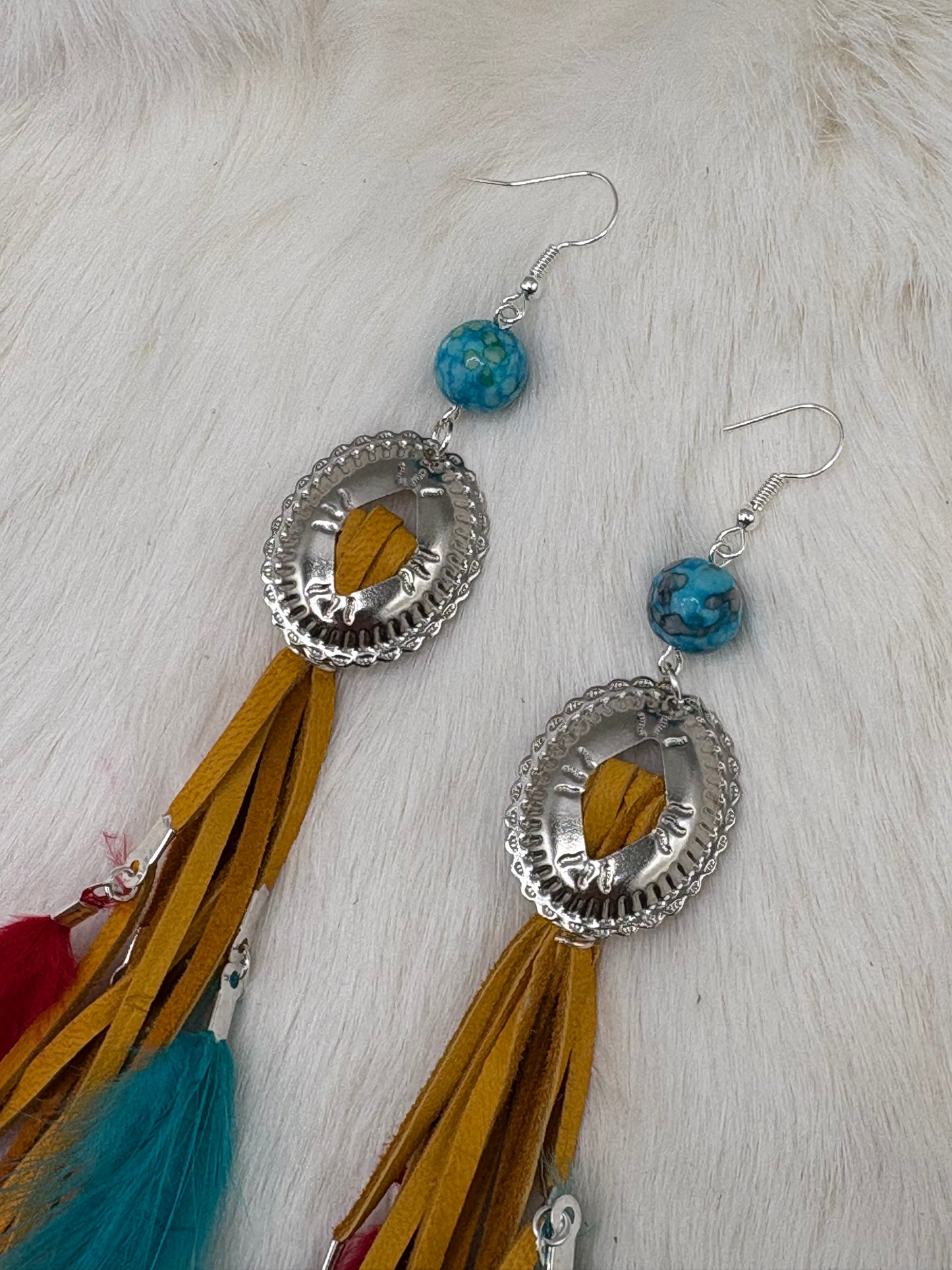 Concho Feather Earrings