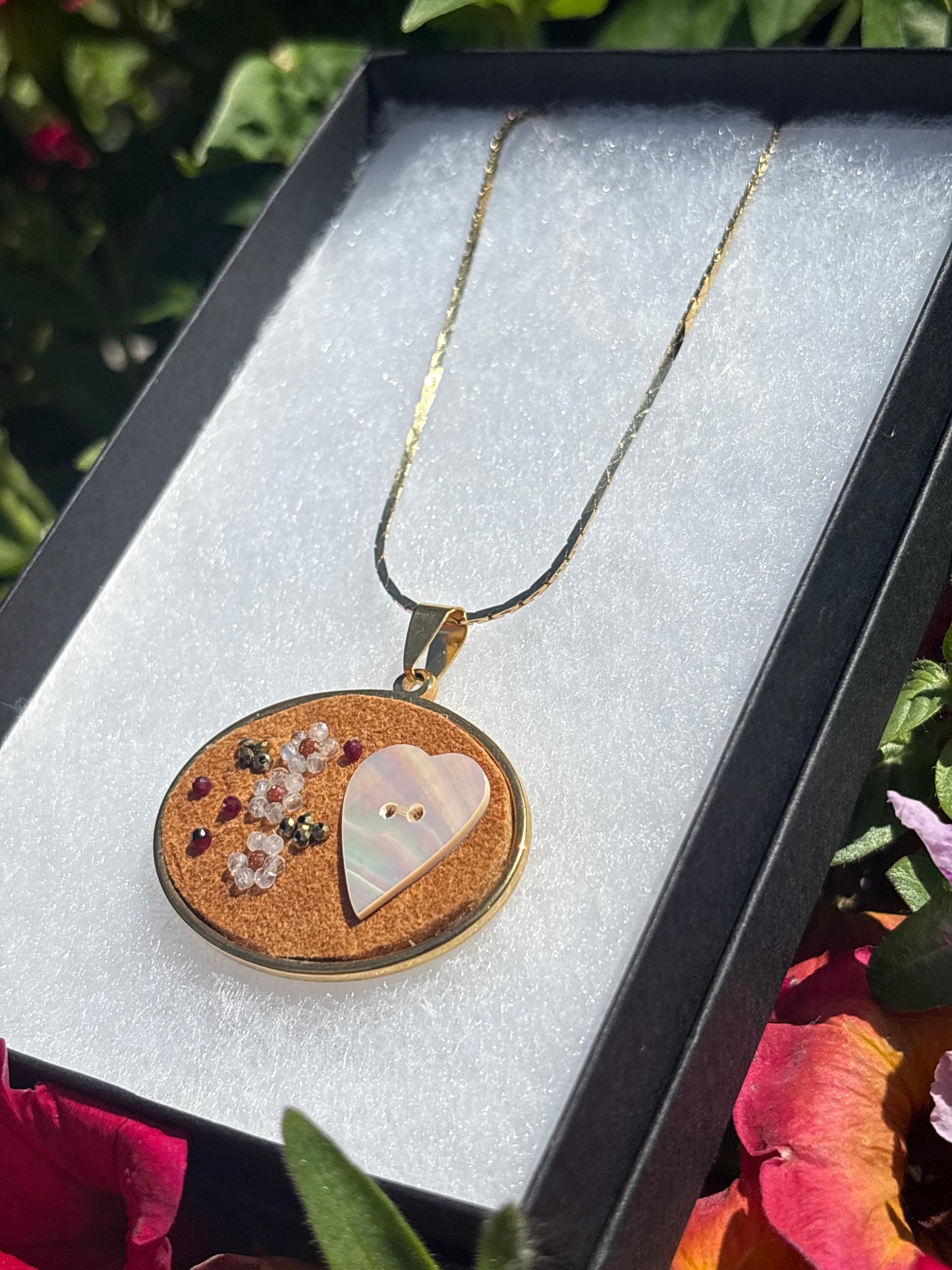 Beaded Home Tanned Moose Hide Necklace