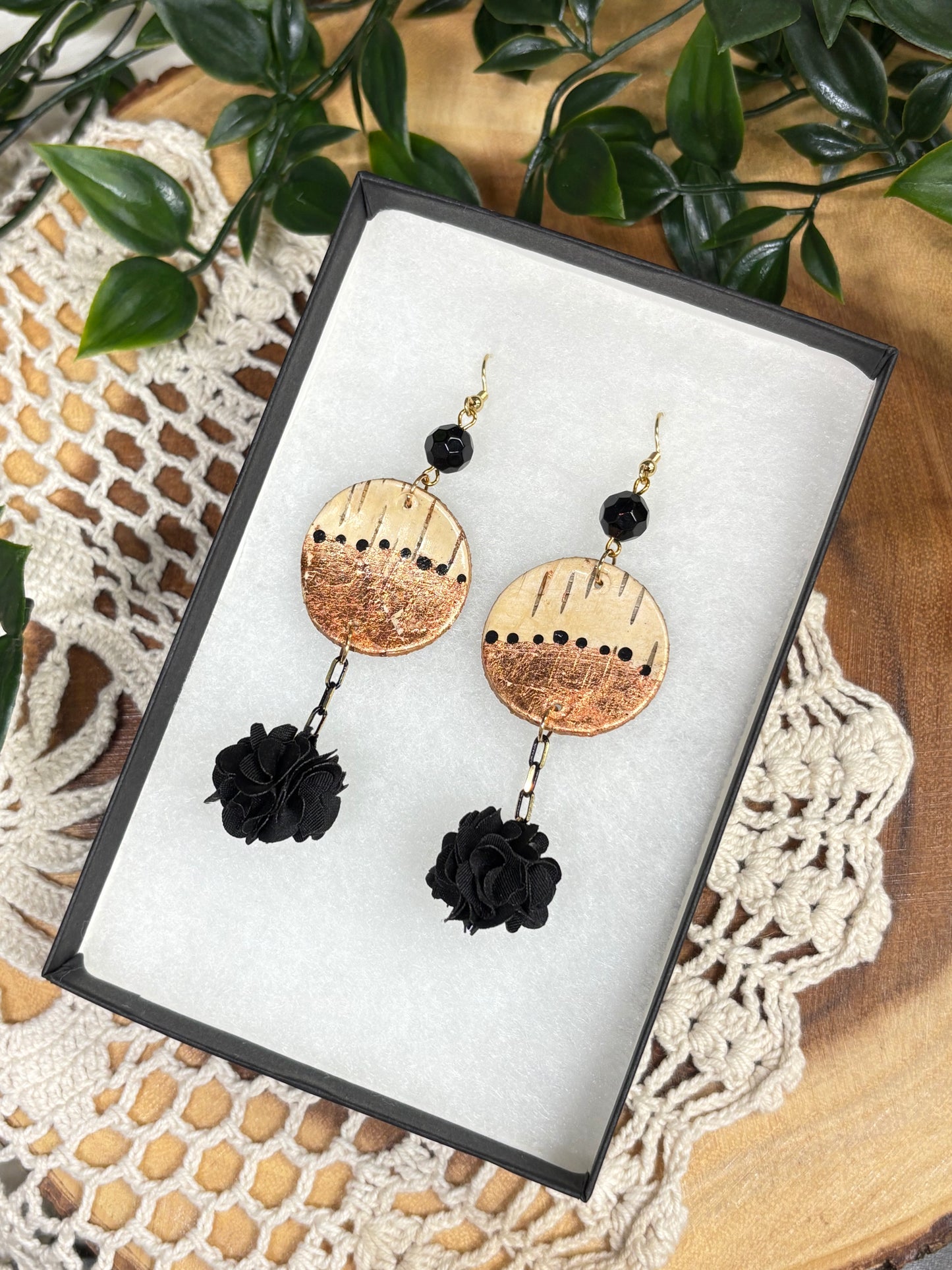 Floral Birchbark Earrings