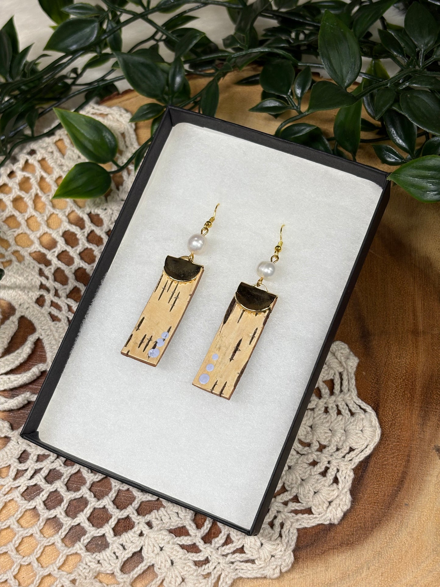 Pearl & Birchbark Earrings