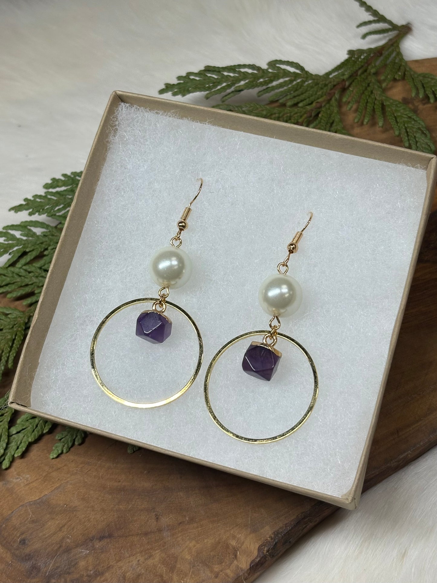 Gem Stone Earrings - Amethyst