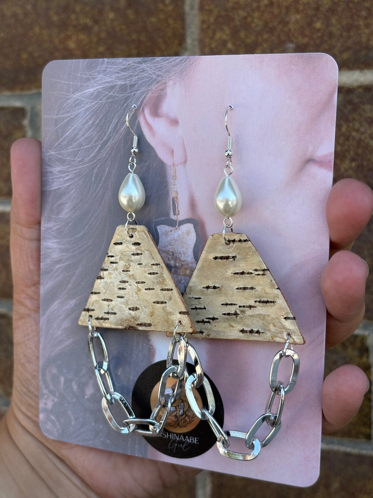 Birchbark with Chain Earrings