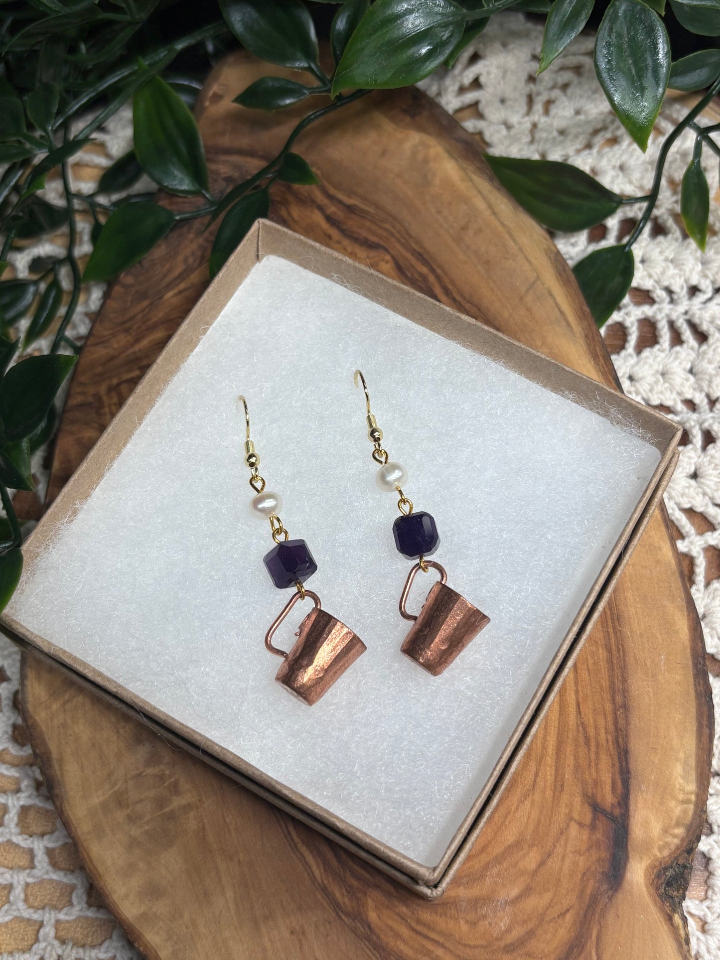 Amethyst Copper Cup Earrings