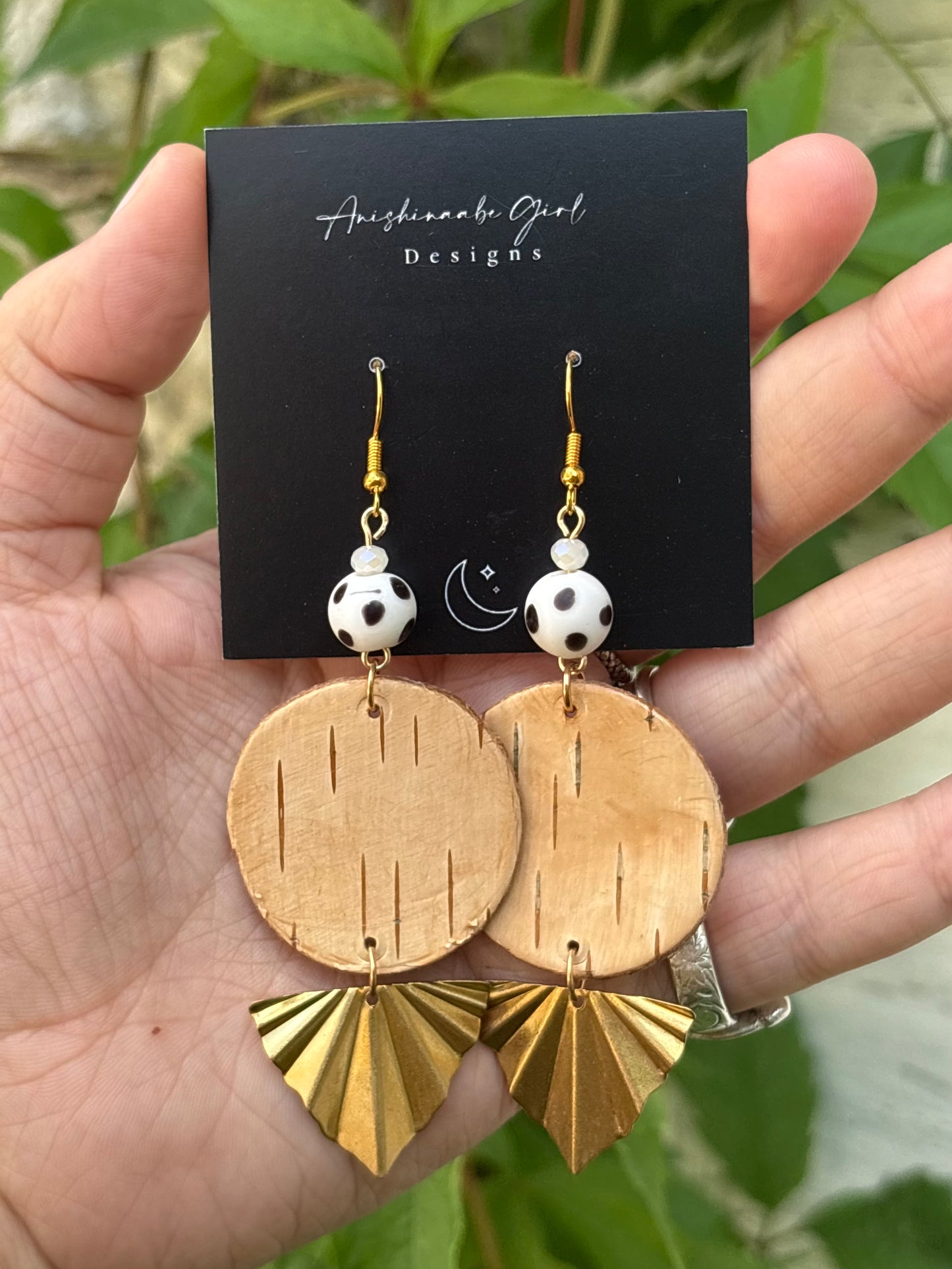 Trade Bead & Birchbark Earrings