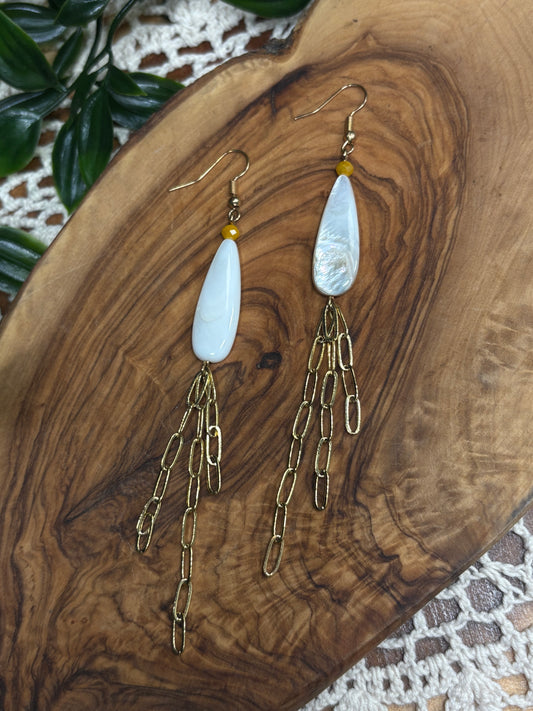 Gold Shell Drop Earrings