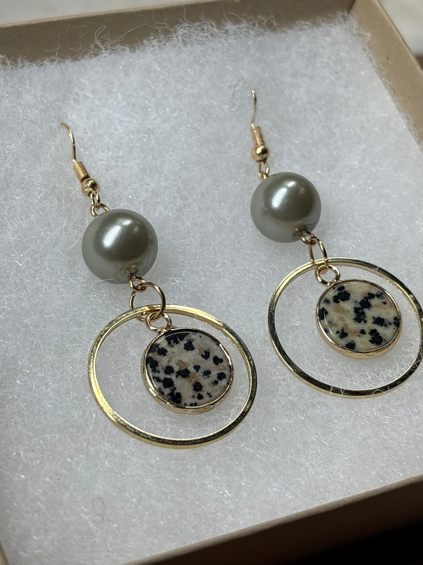 Gem Stone Earrings - Dalmatian Jasper