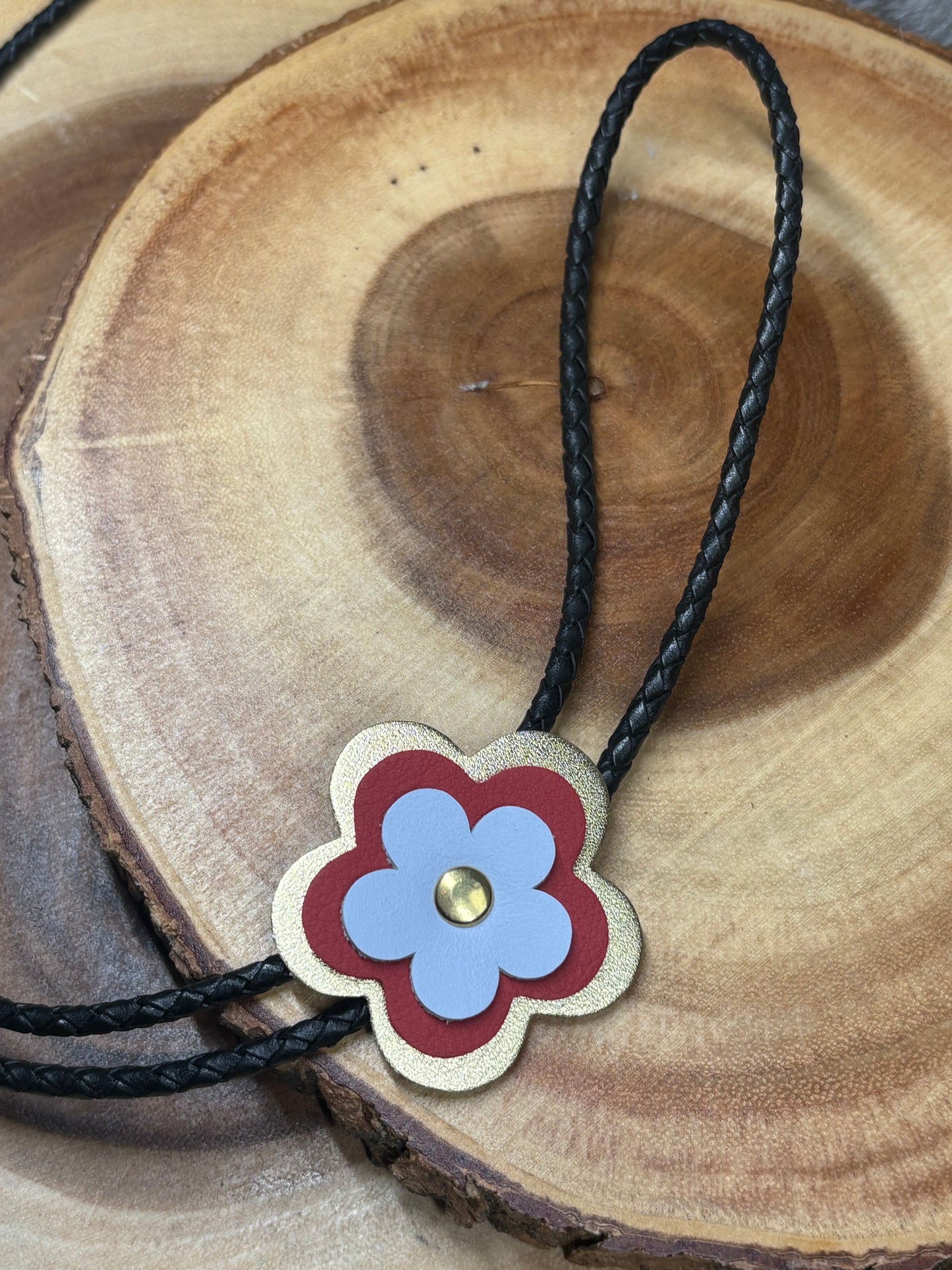 Leather Flower Bolo Tie