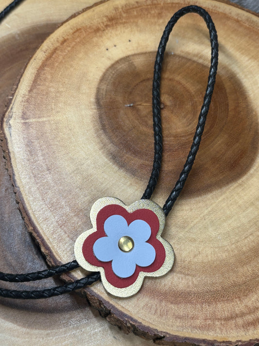 Leather Flower Bolo Tie