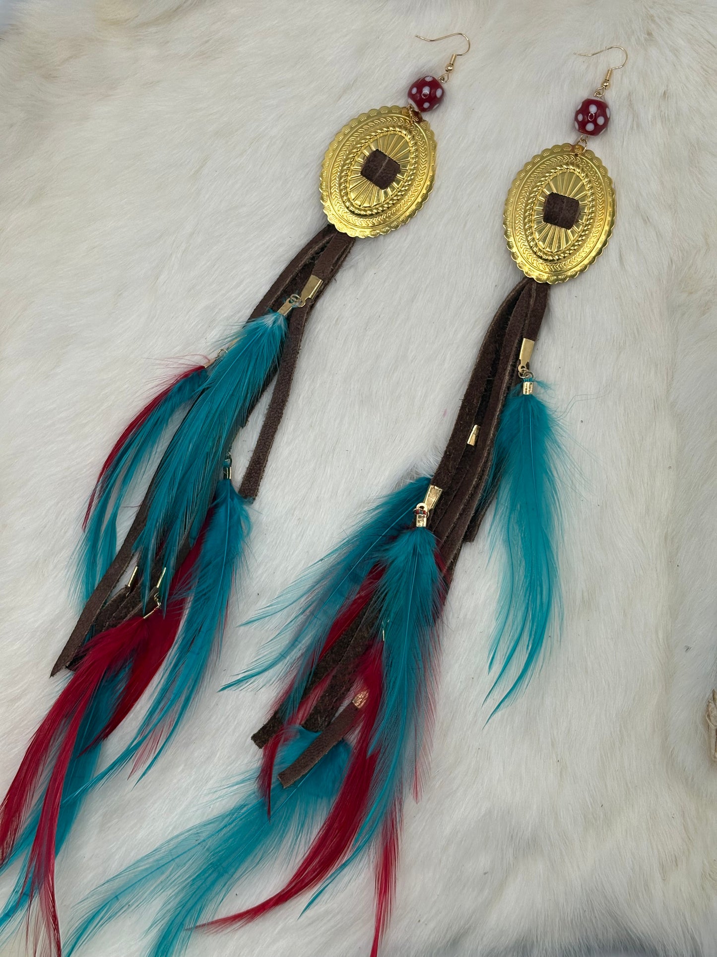 Concho Feather Earrings