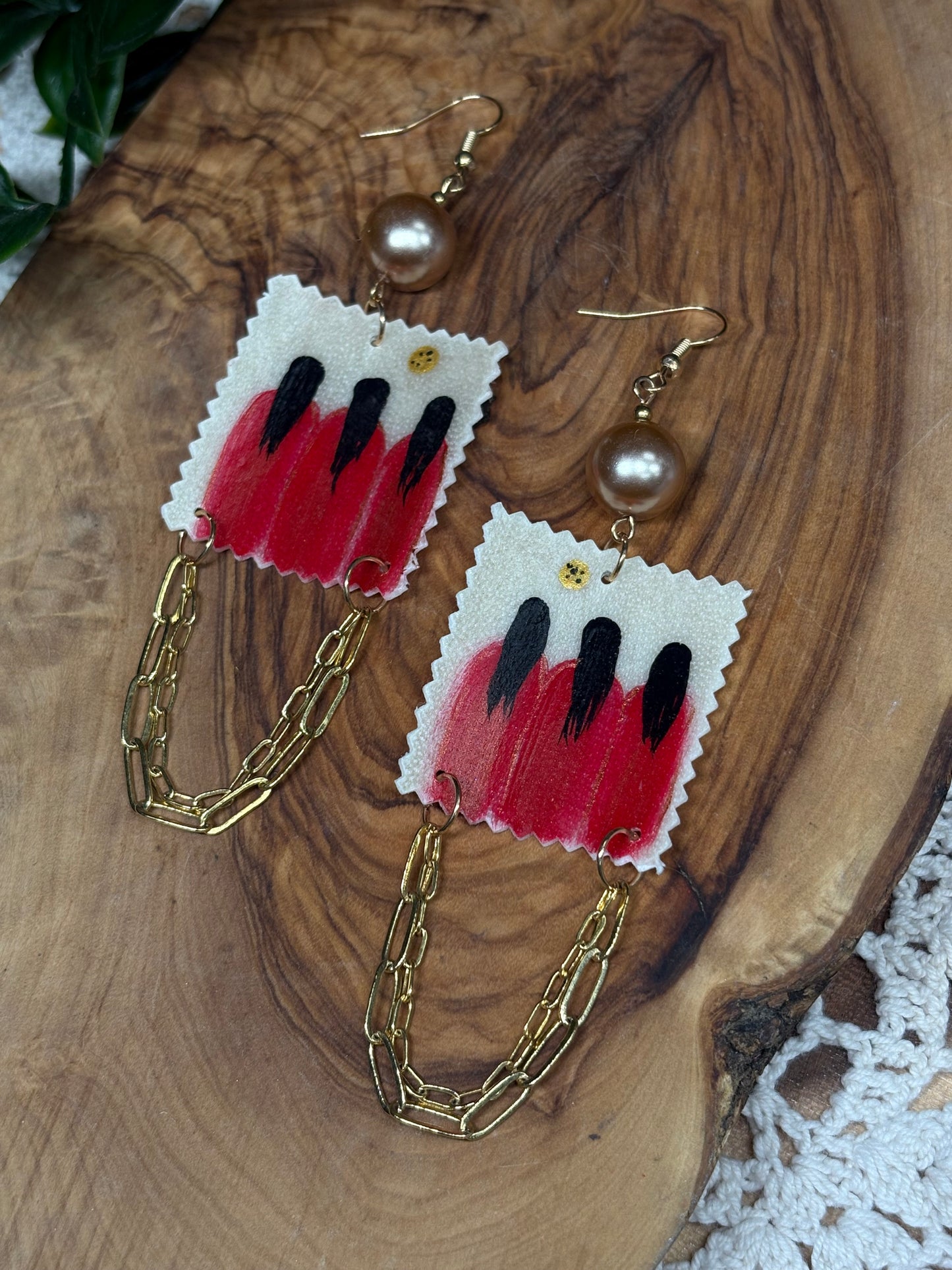 Red Dress Parfleche Earrings