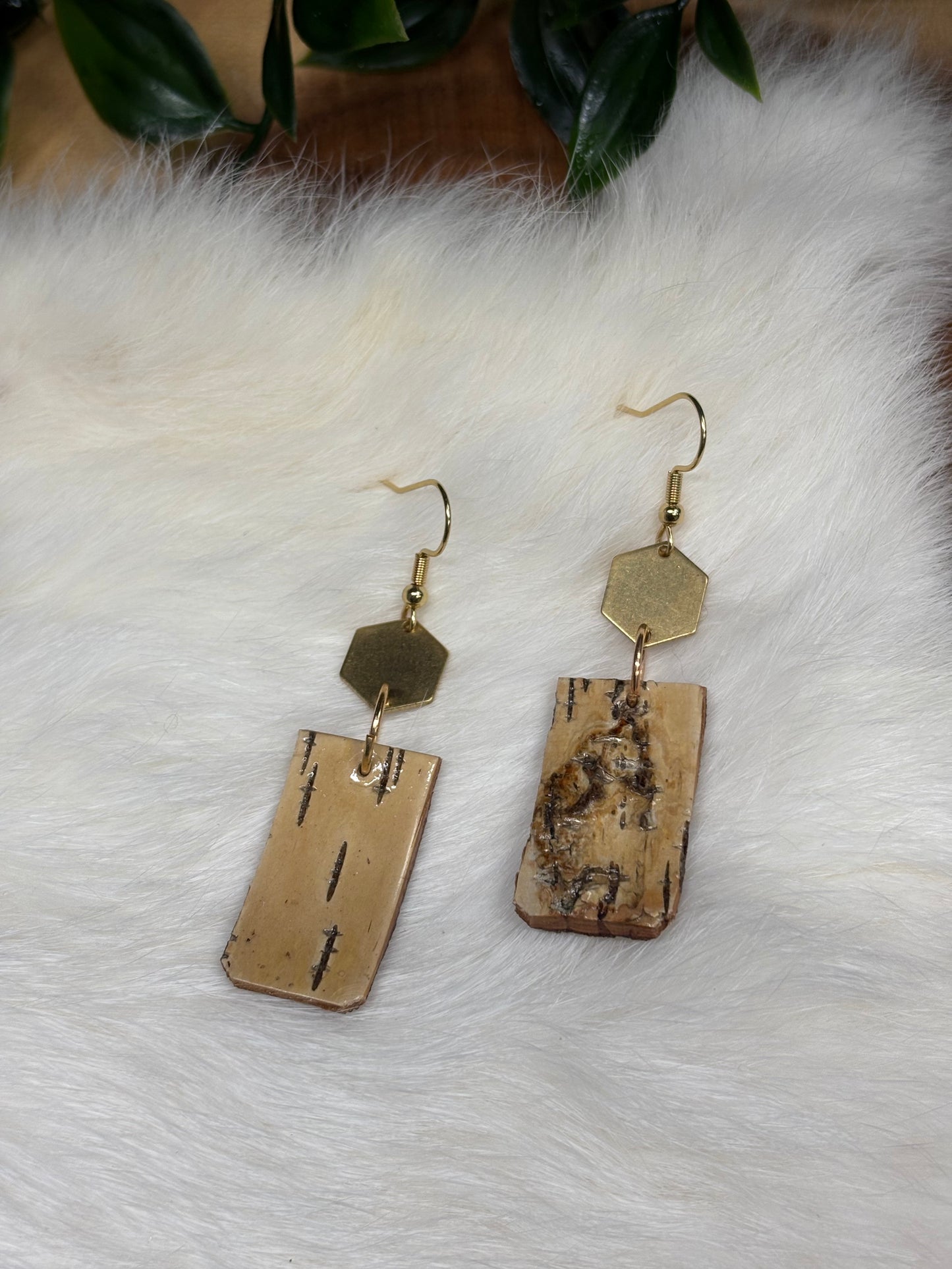 Brass Birchbark Earrings