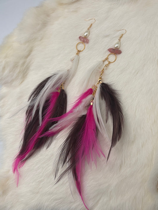Floral Aura Glam Feather Earrings