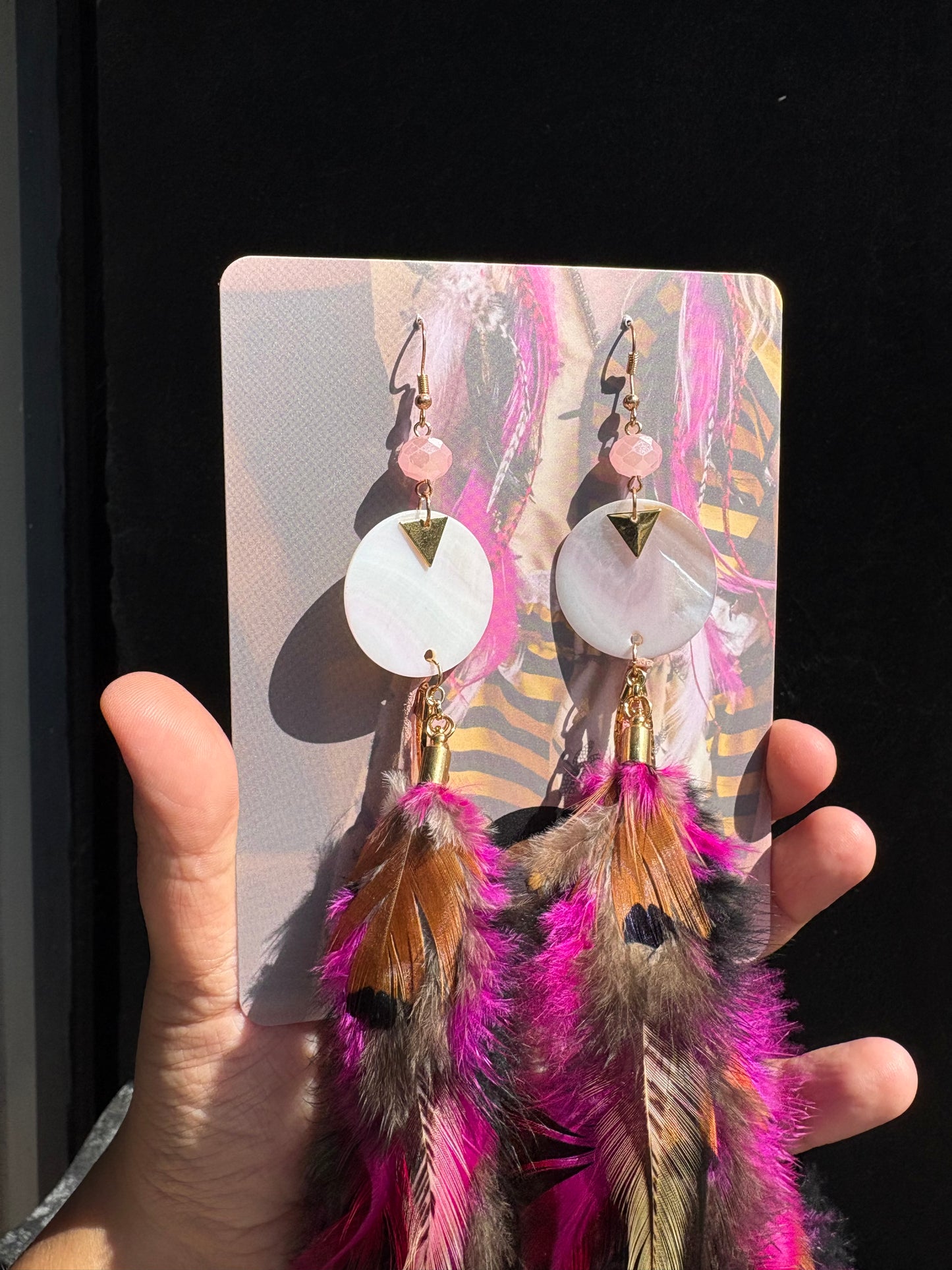 Pink Feather Earrings