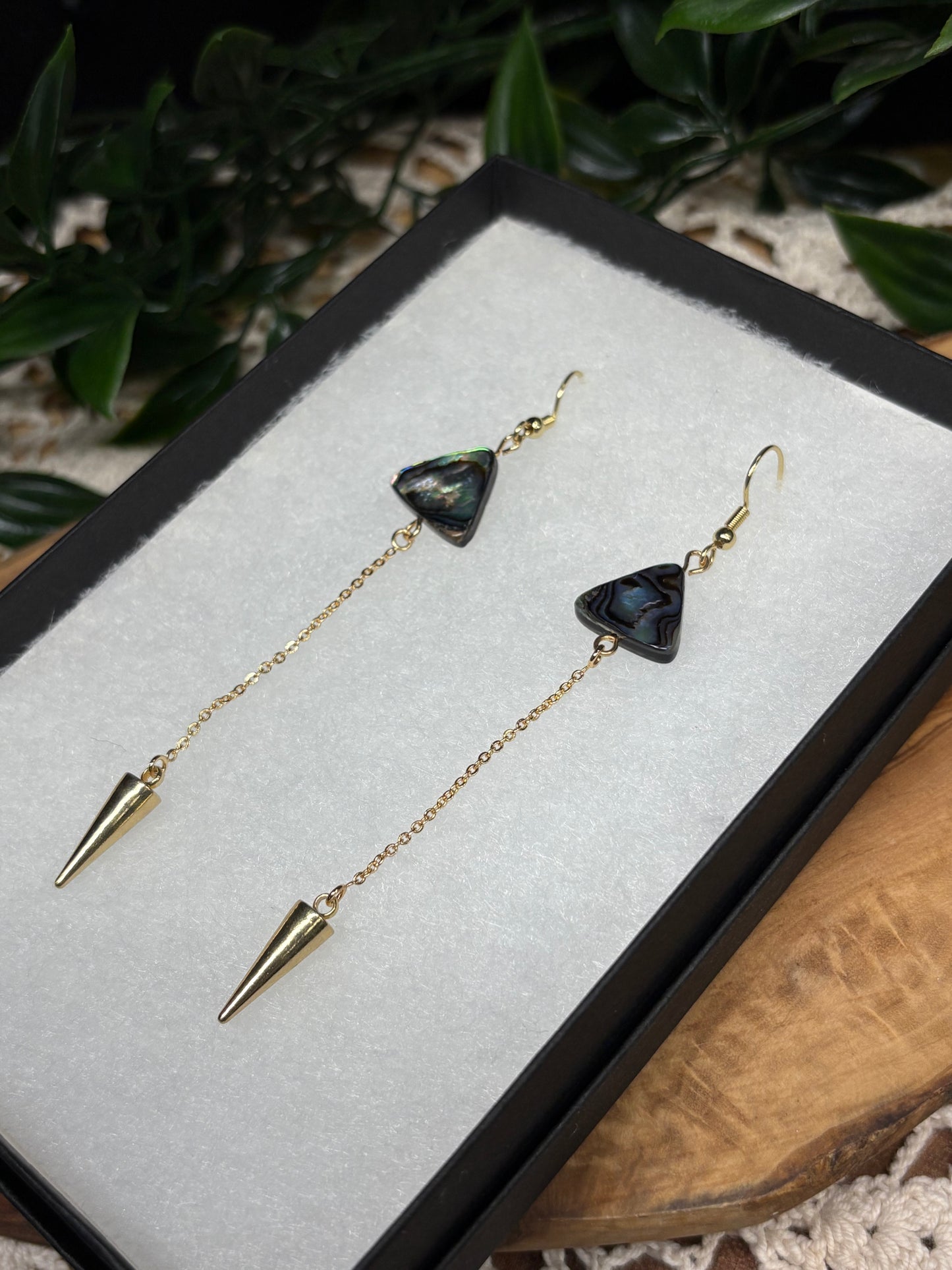 Abalone Shell Spike Drop Earrings