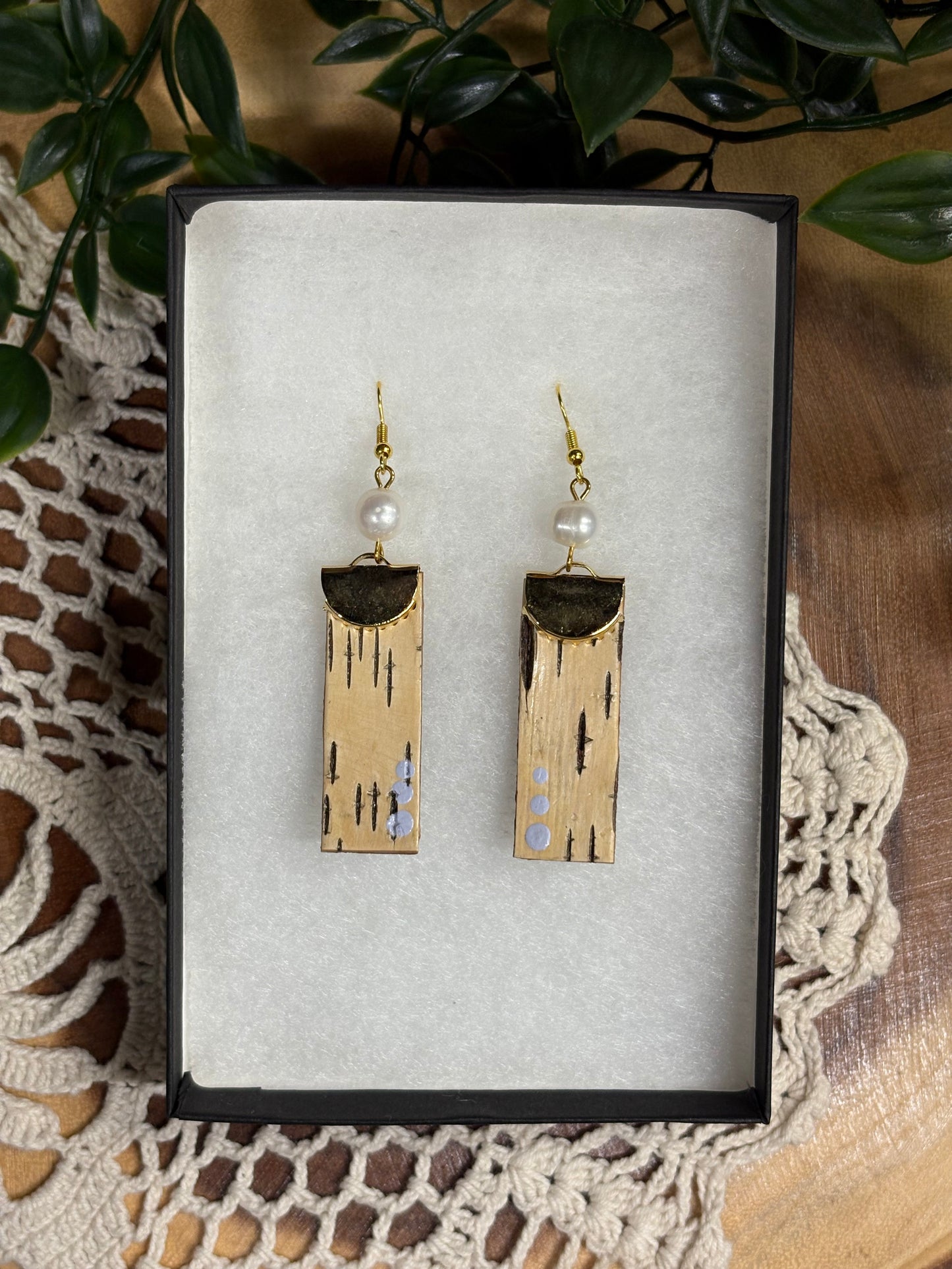 Pearl & Birchbark Earrings