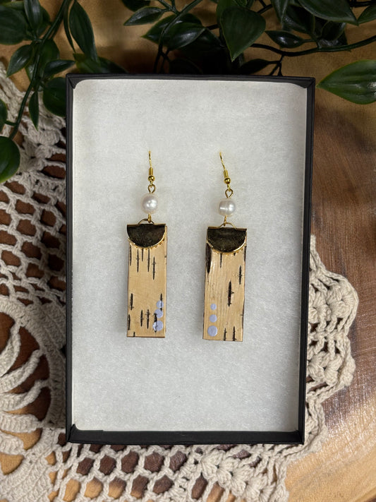 Pearl & Birchbark Earrings