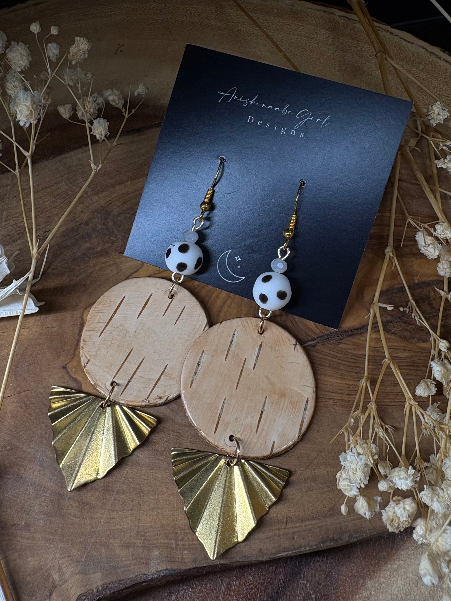Trade Bead & Birchbark Earrings