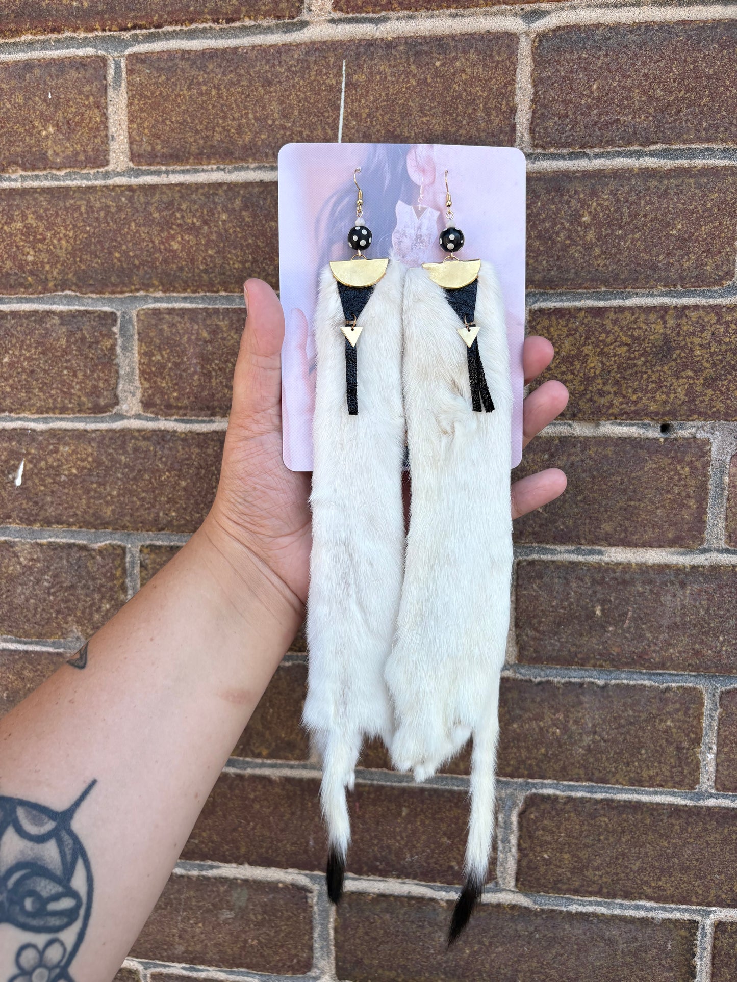 Ermine and Trade Bead Earrings