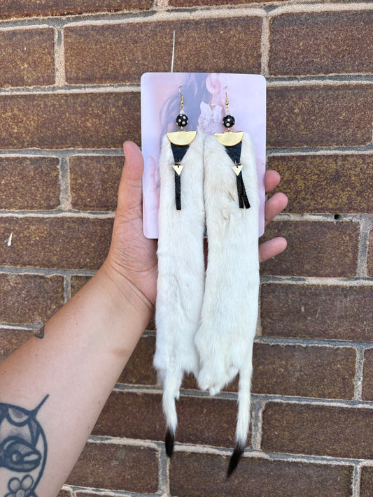 Ermine and Trade Bead Earrings