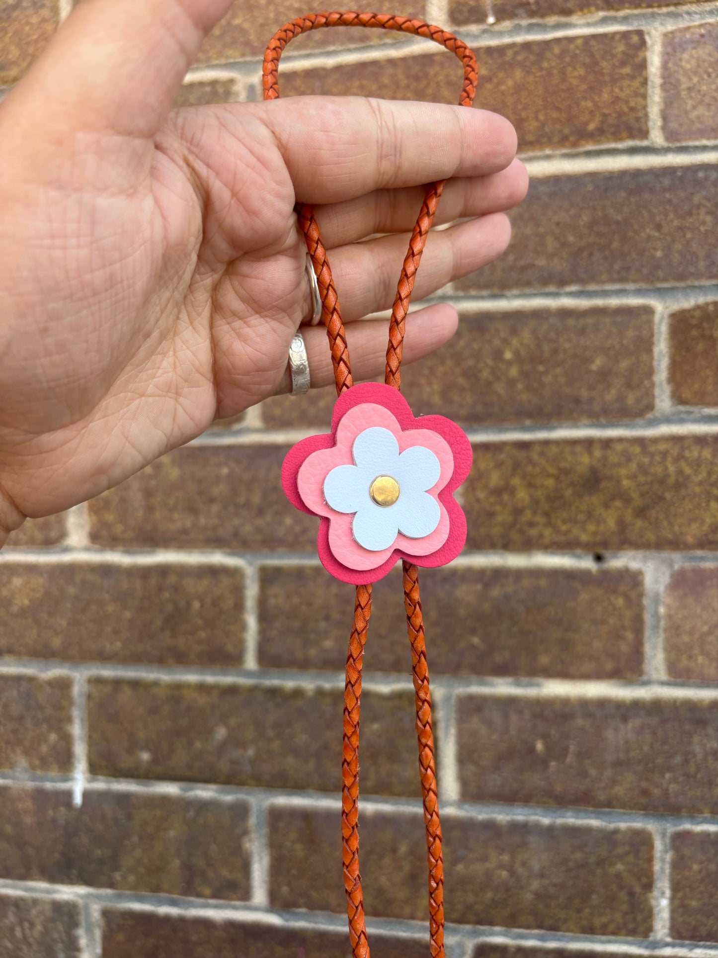 Leather Flower Bolo Tie