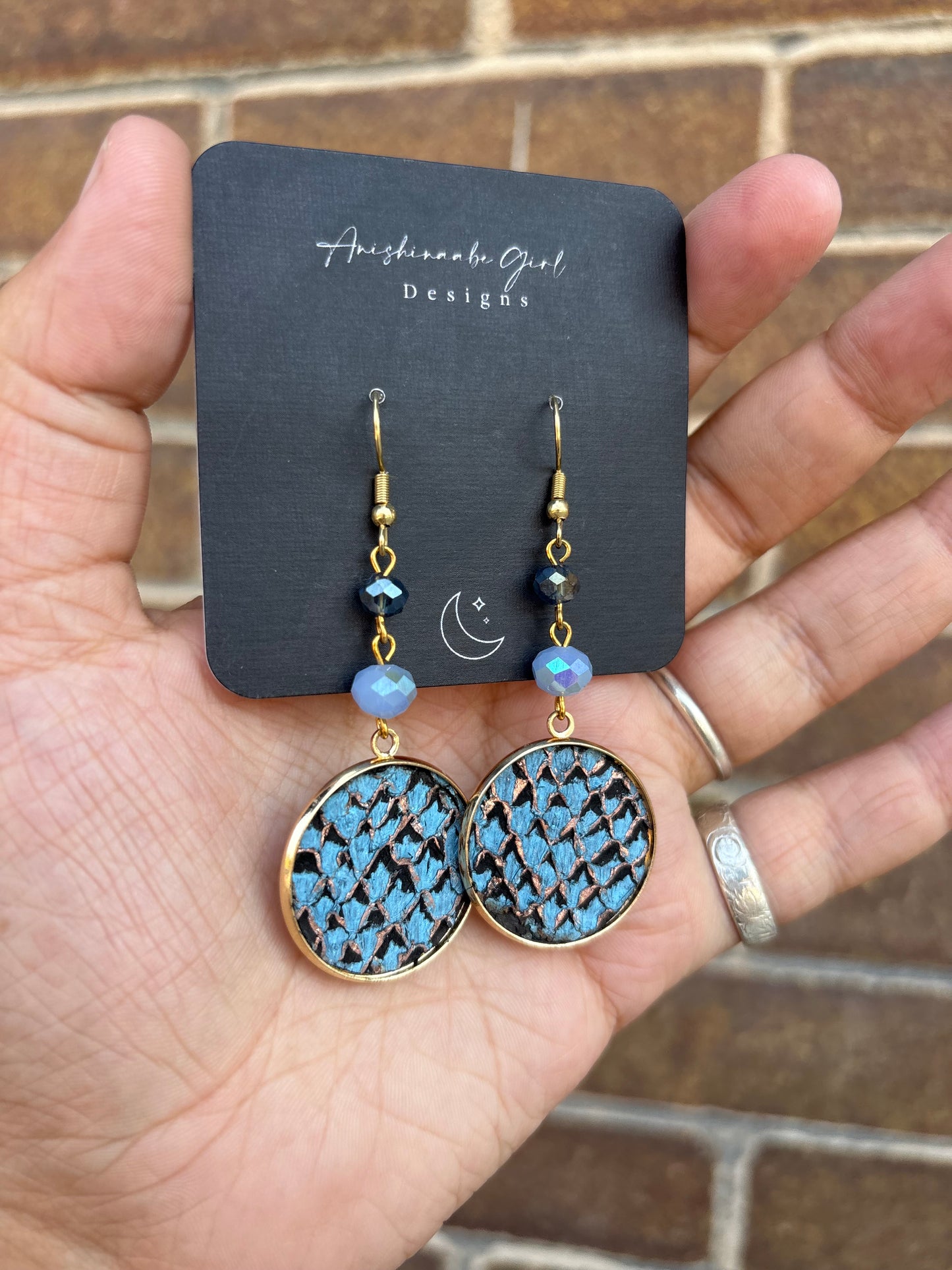 Periwinkle Salmon Leather Earrings