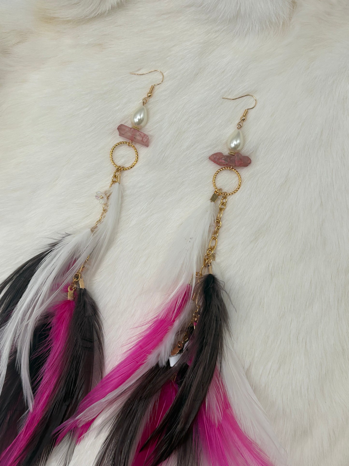 Floral Aura Glam Feather Earrings
