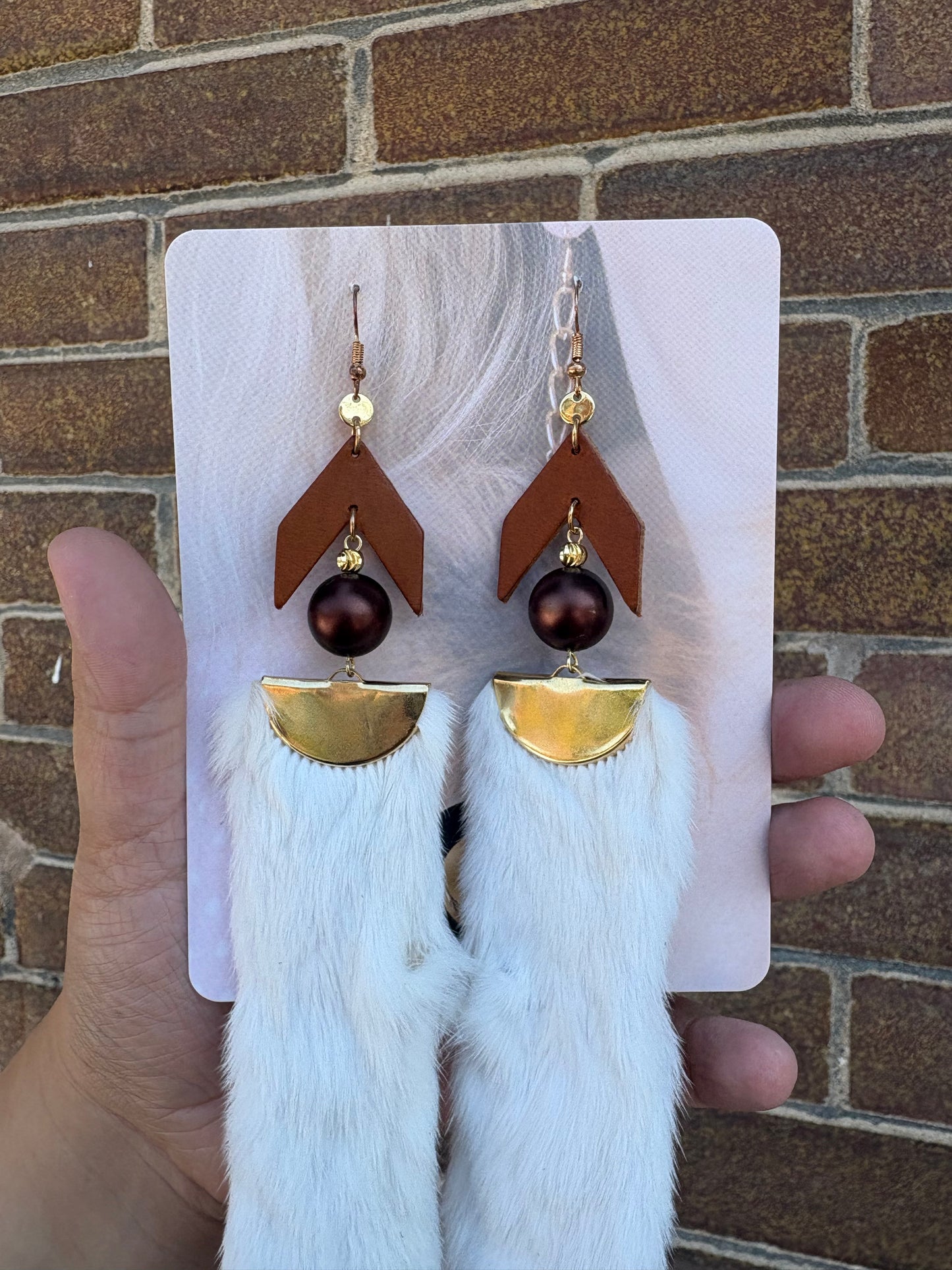 Leather and Ermine Earrings