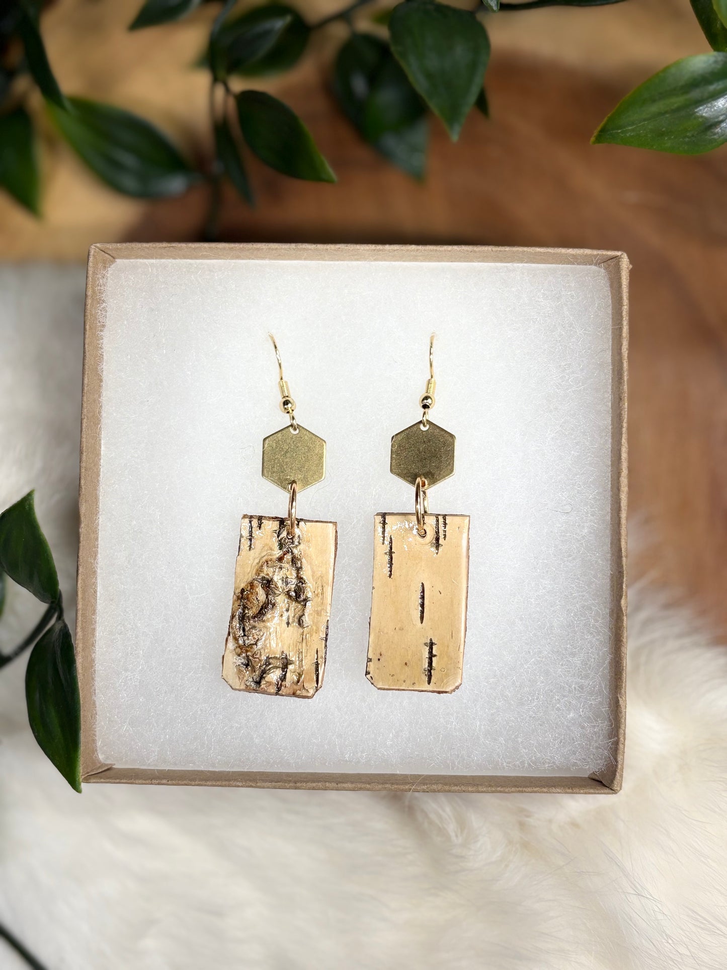 Brass Birchbark Earrings