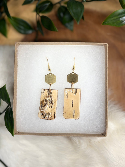 Brass Birchbark Earrings