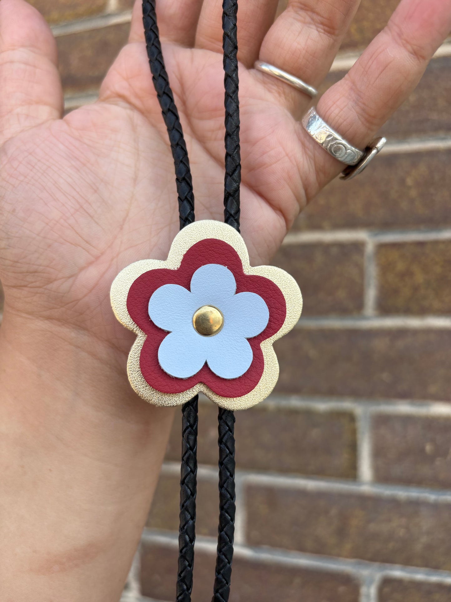 Leather Flower Bolo Tie