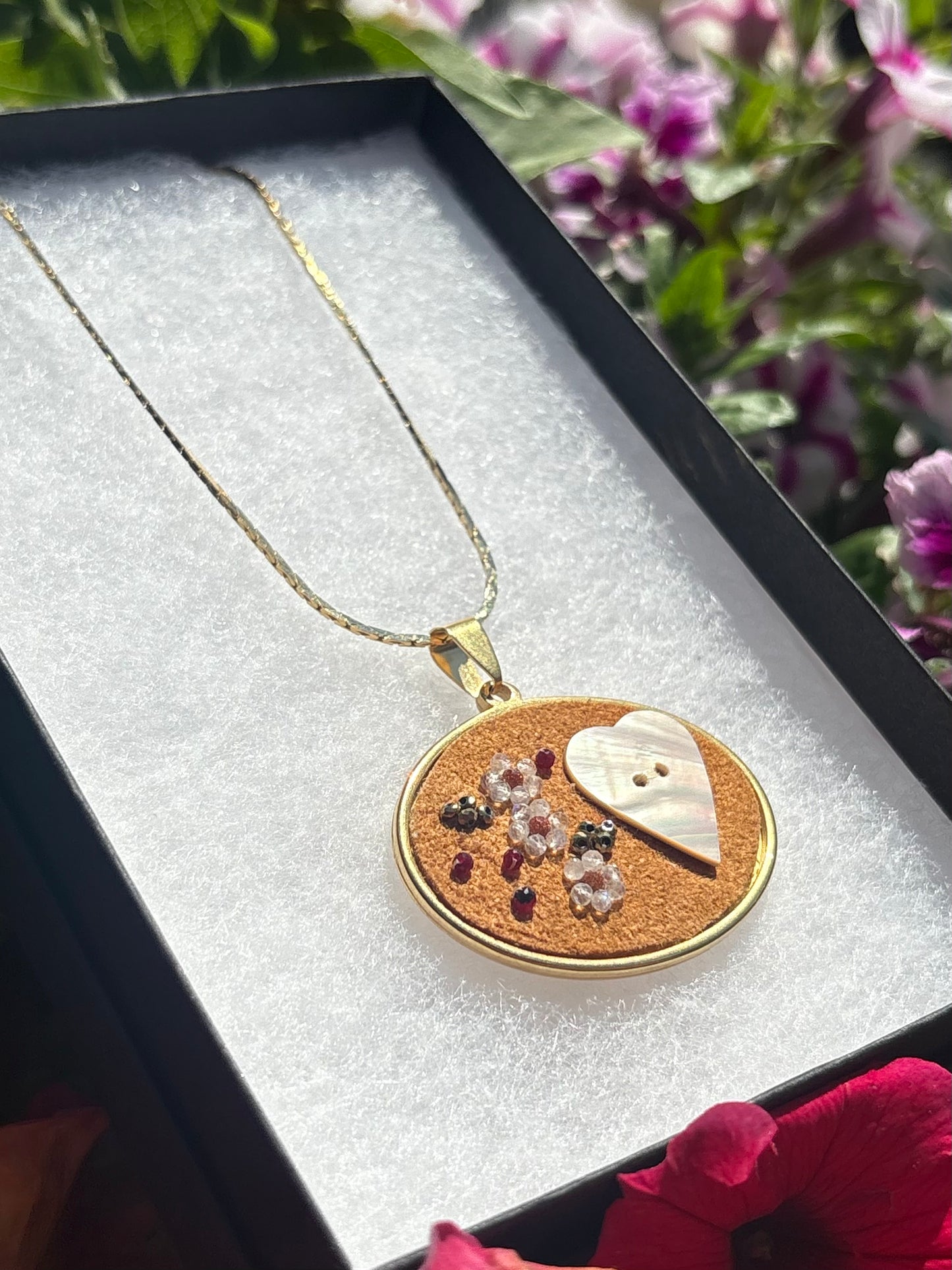 Beaded Home Tanned Moose Hide Necklace