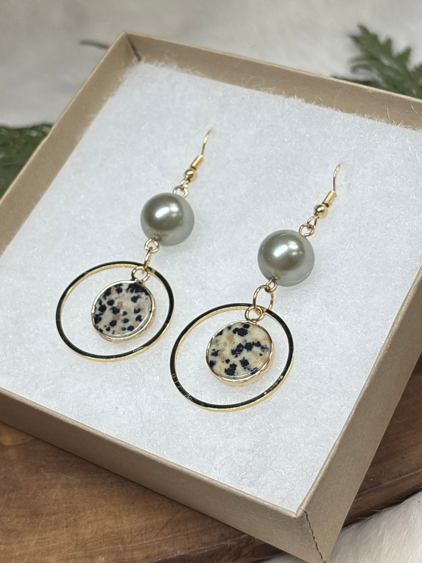 Gem Stone Earrings - Dalmatian Jasper