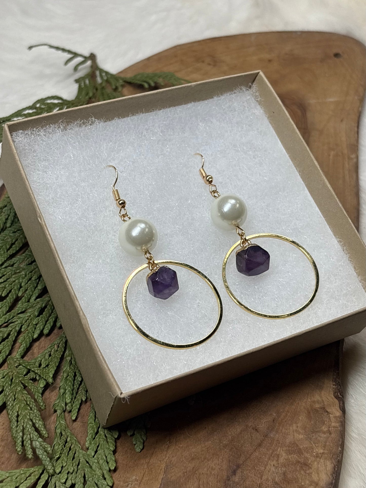 Gem Stone Earrings - Amethyst