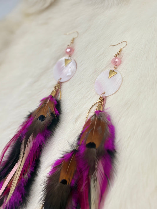 Midnight Rose Glam Feather Earrings