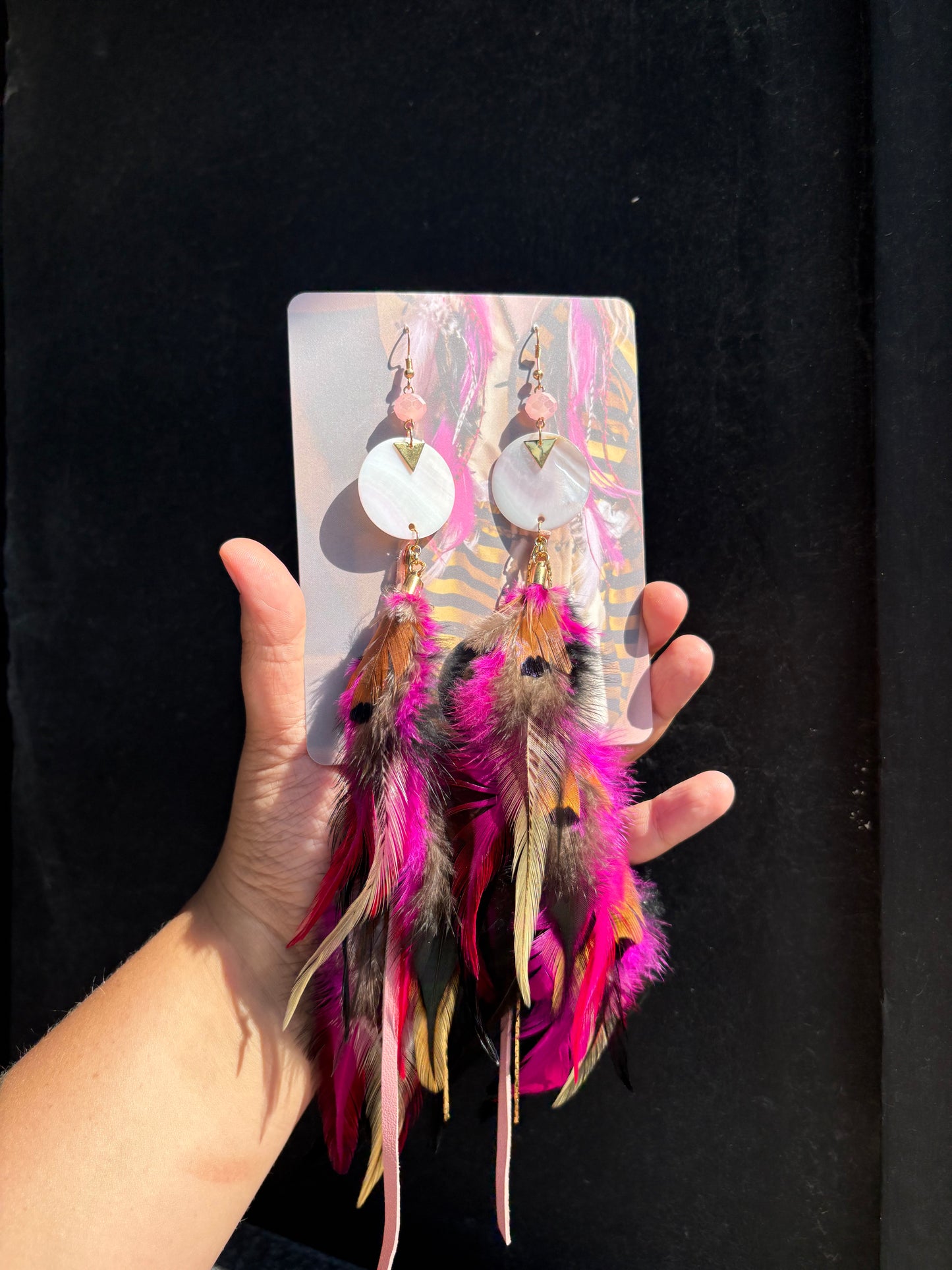 Pink Feather Earrings