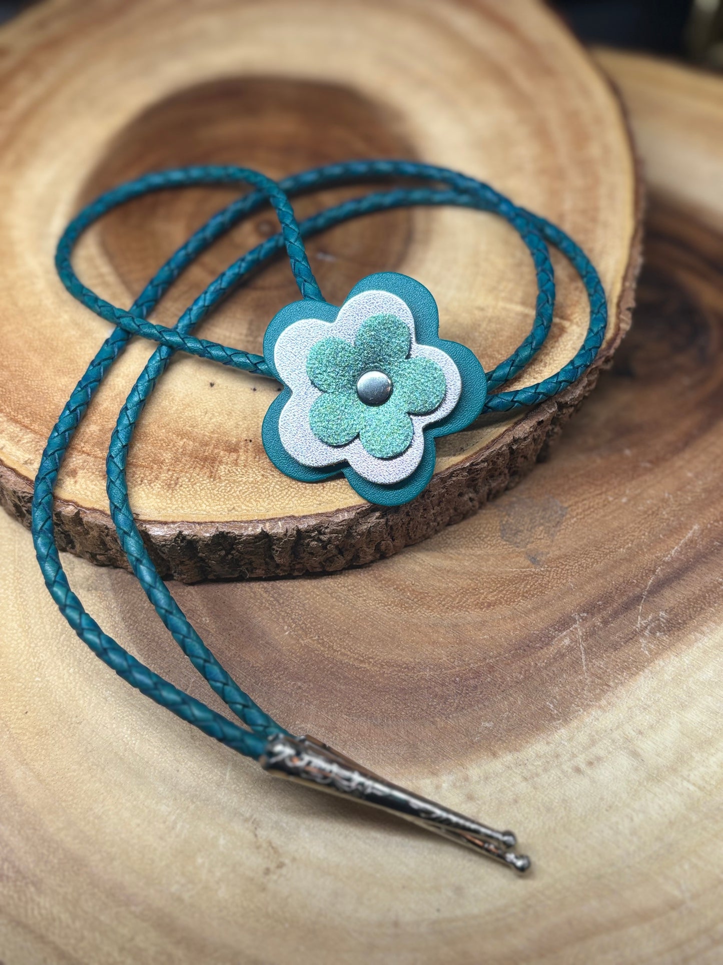 Leather Flower Bolo Tie