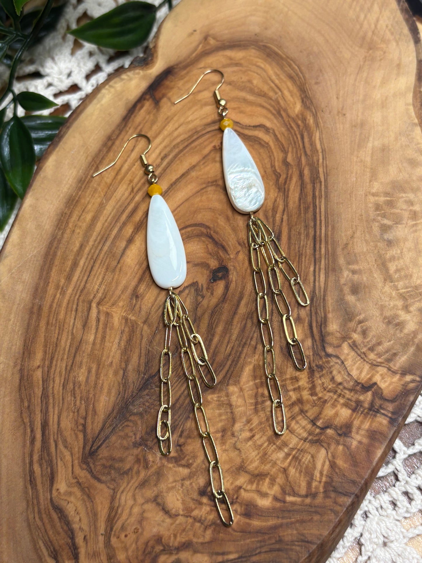 Gold Shell Drop Earrings