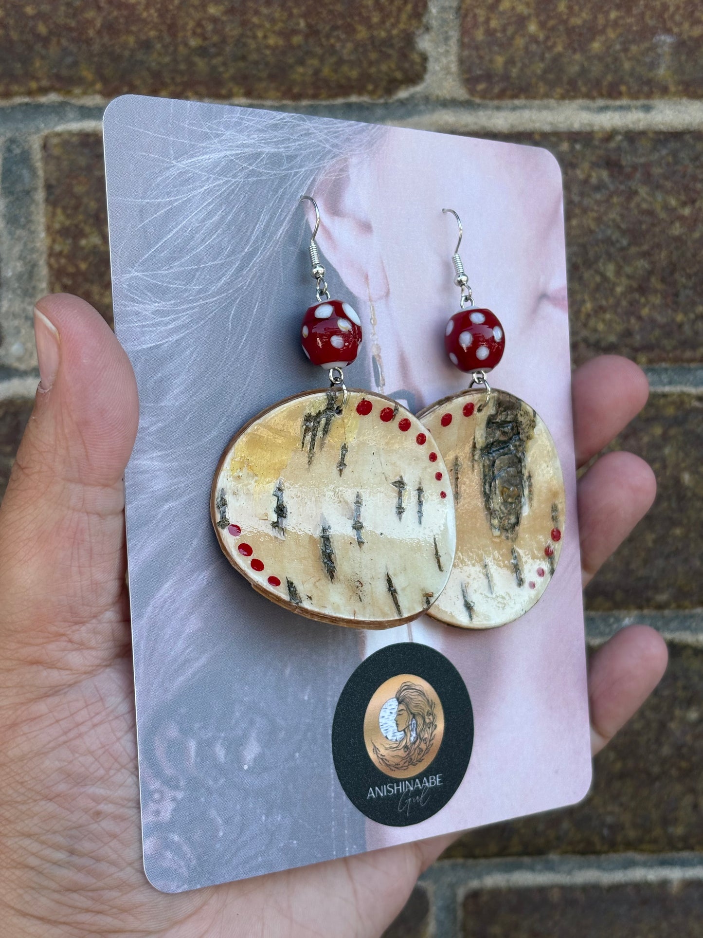 Trade Bead Birchbark Earrings
