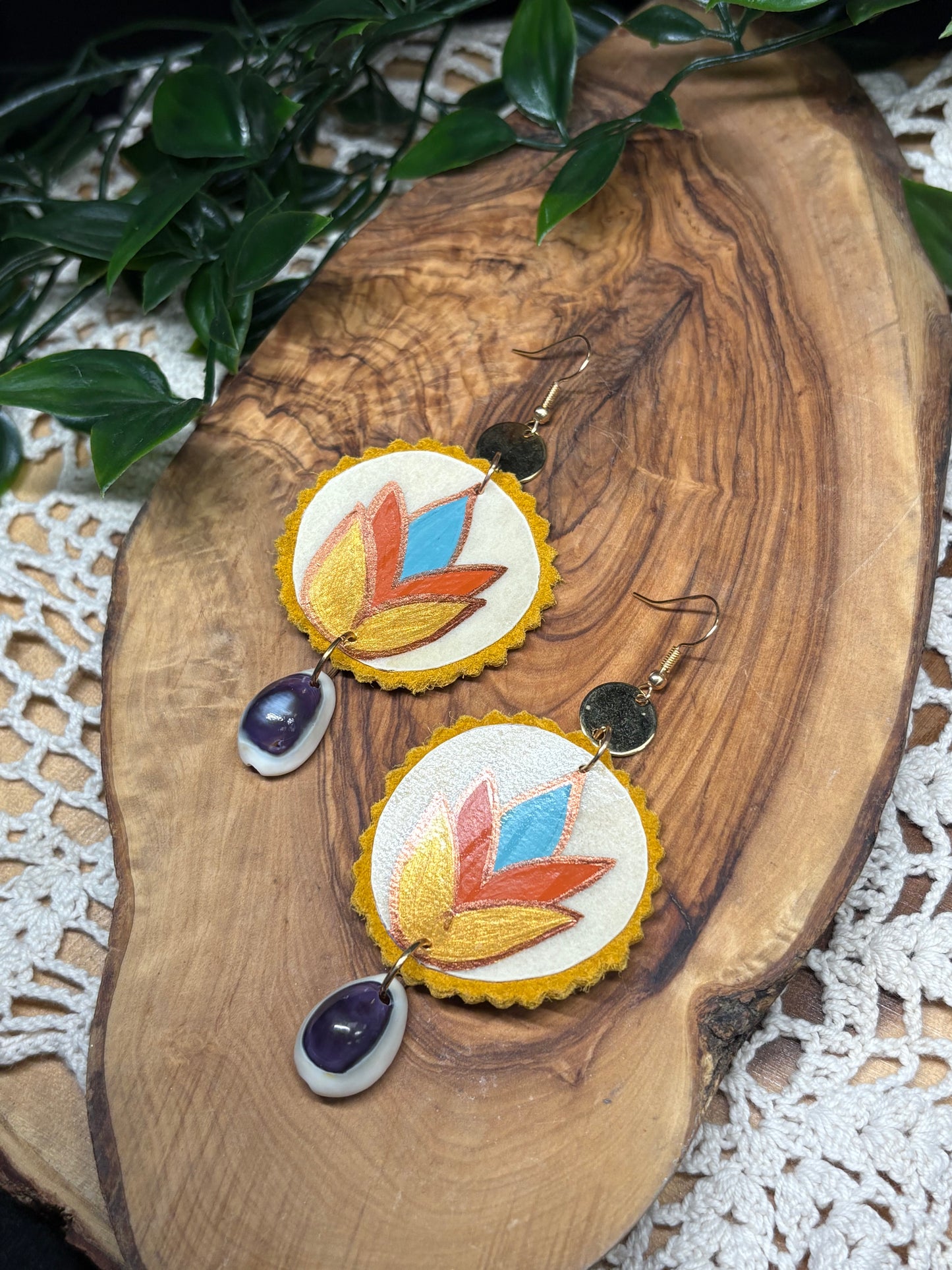 Floral Parfleche Earrings
