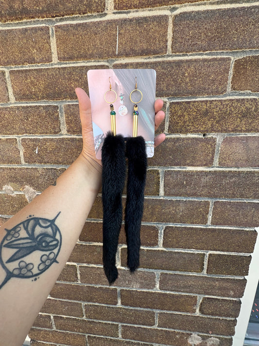 Mink Tail Earrings