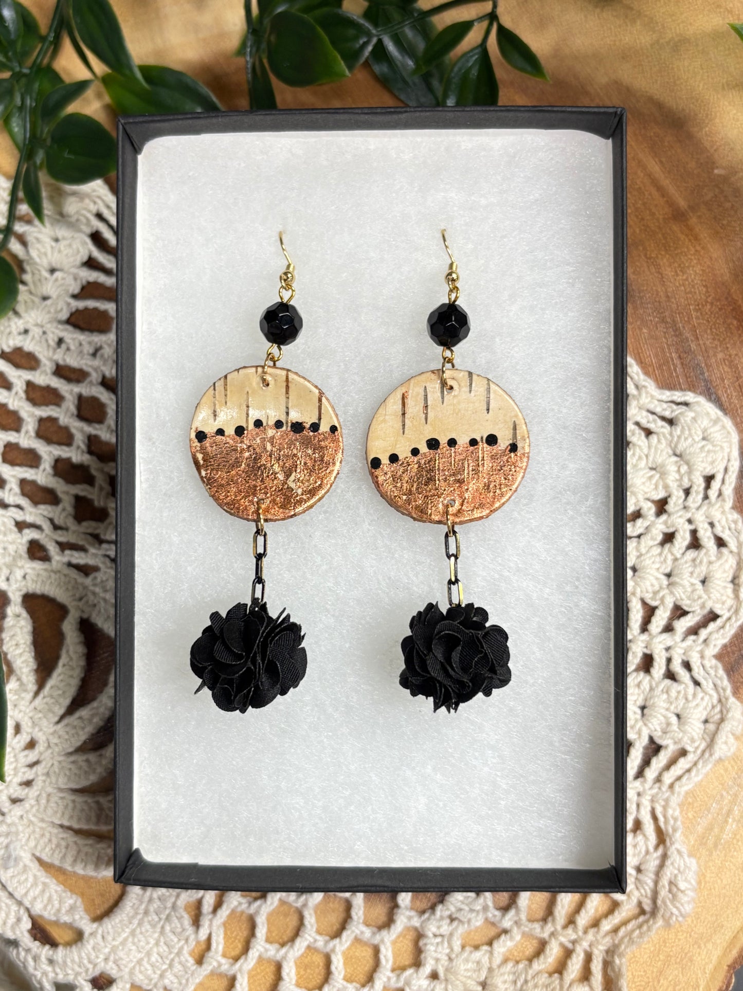 Floral Birchbark Earrings