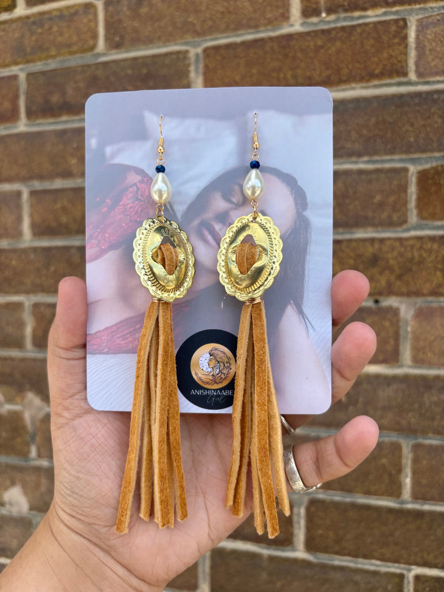 Concho Moose Hide Earrings