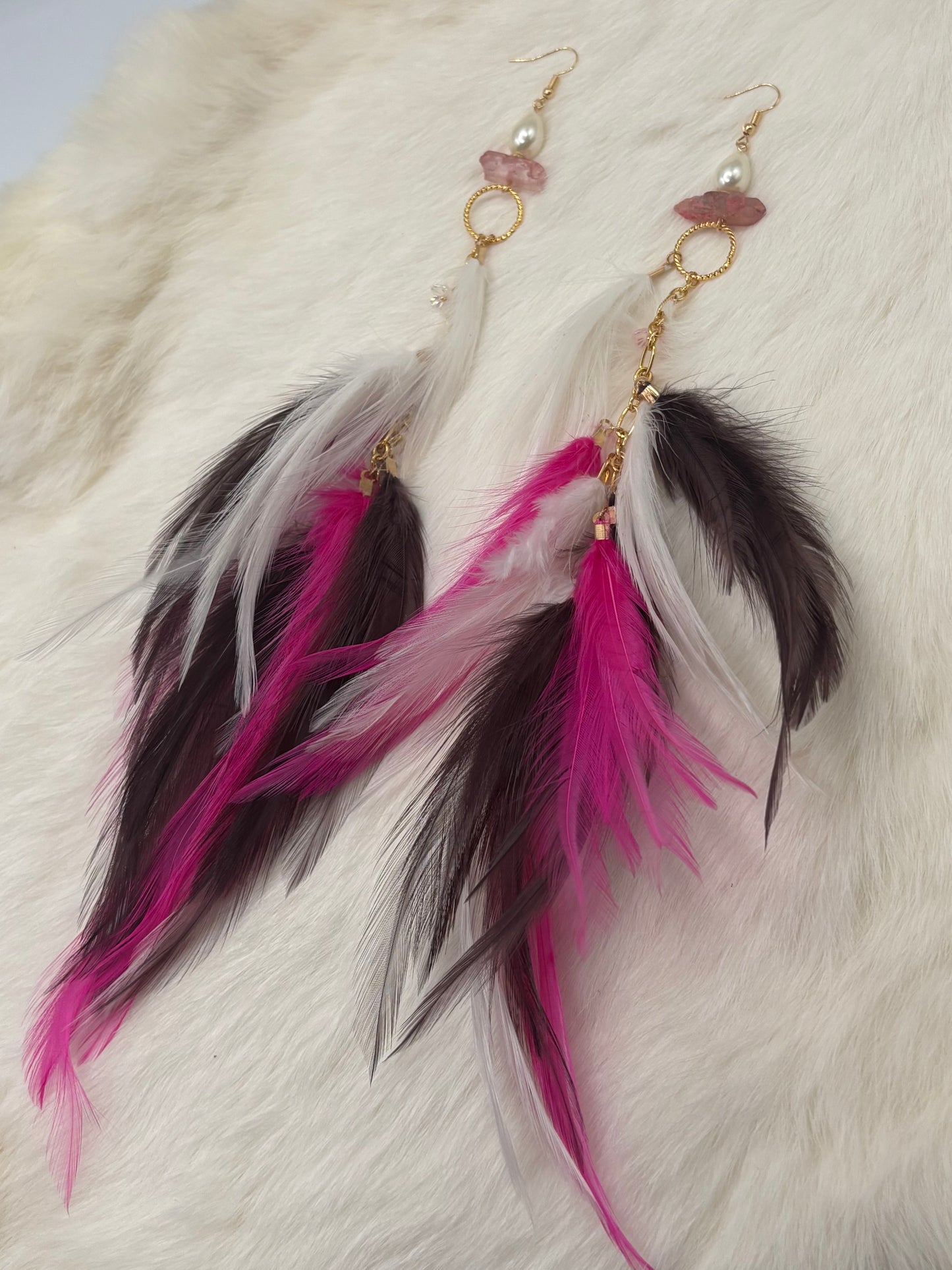 Floral Aura Glam Feather Earrings