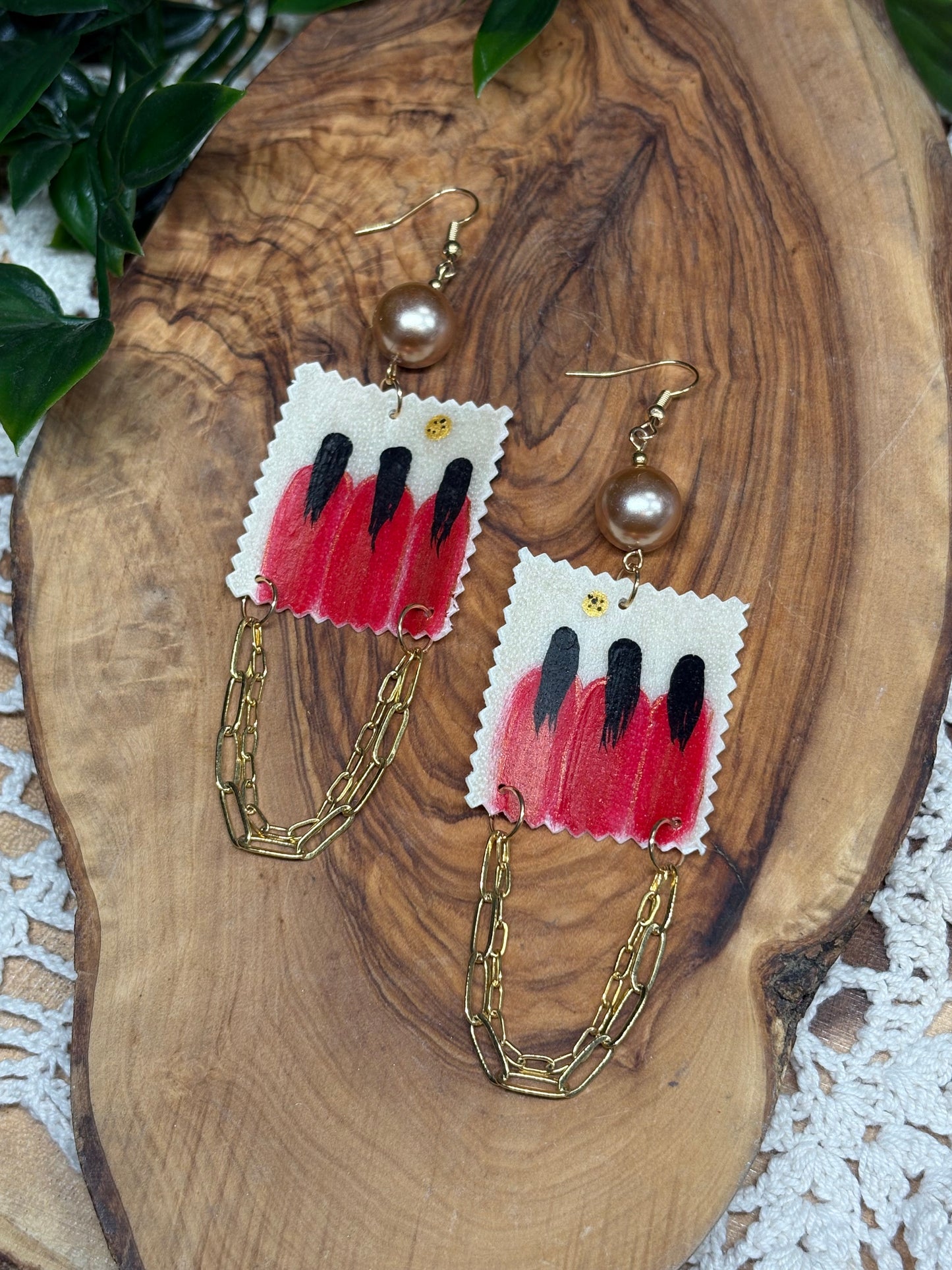 Red Dress Parfleche Earrings