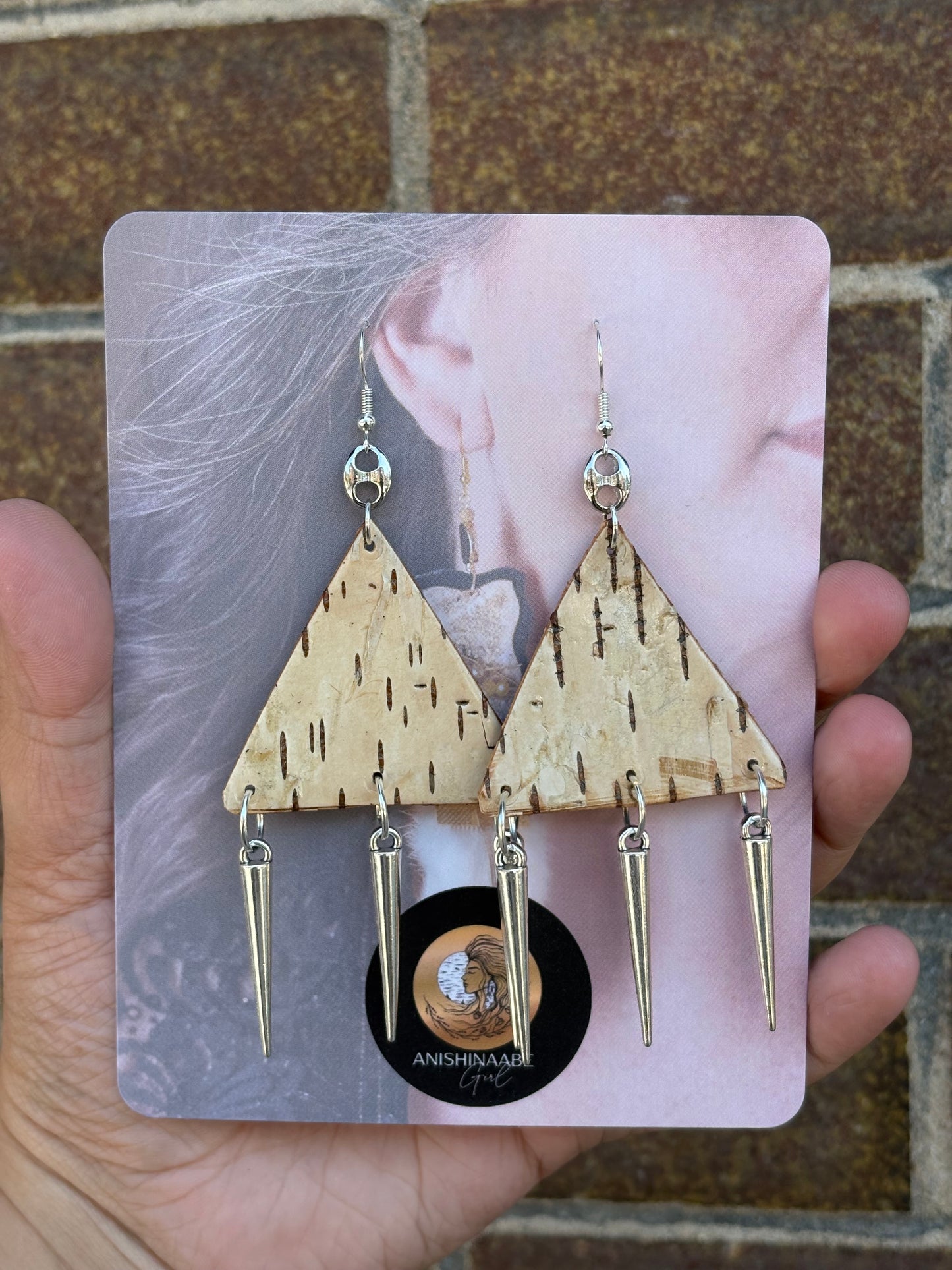 Birchbark Earrings with Spikes