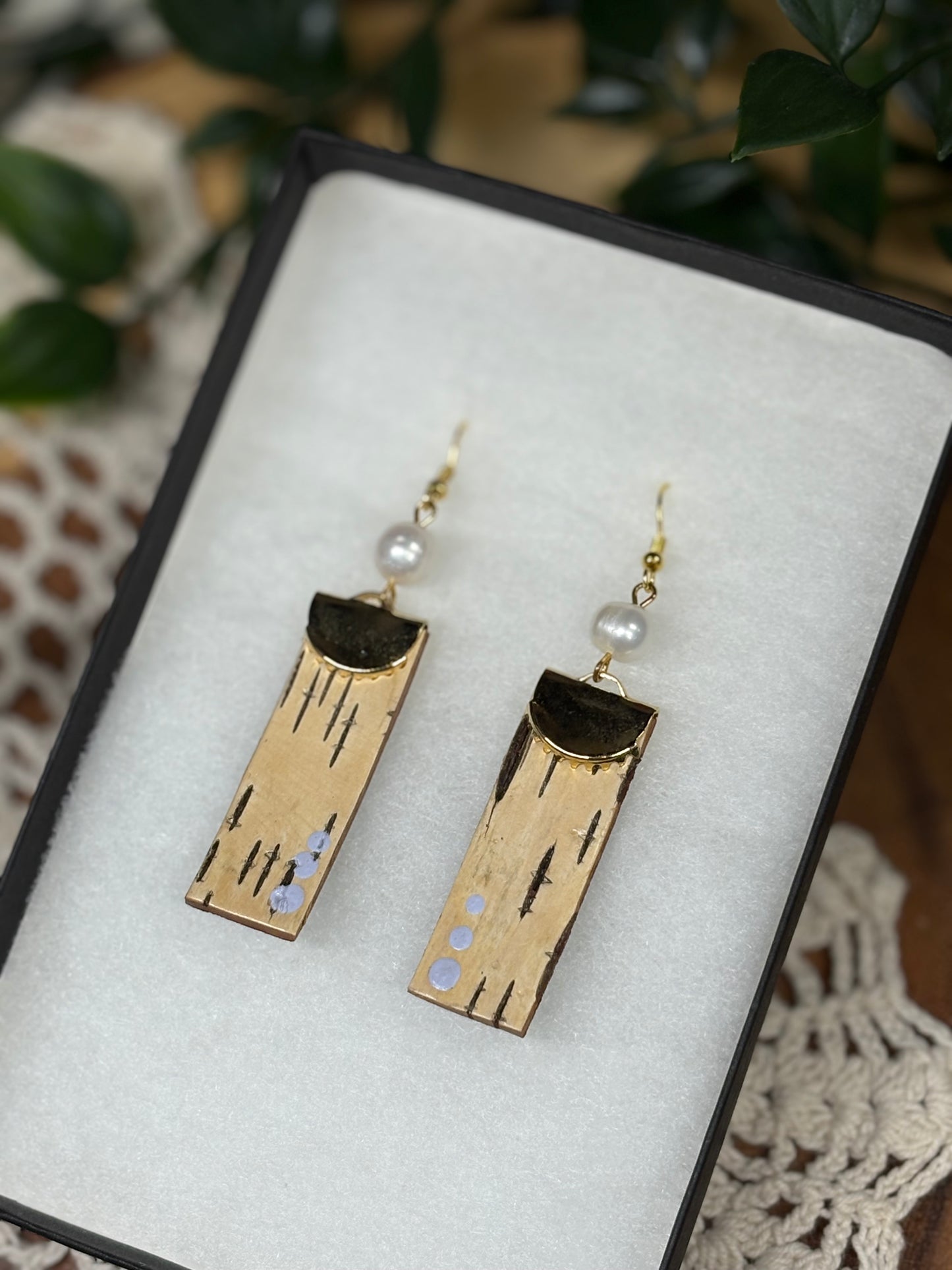 Pearl & Birchbark Earrings