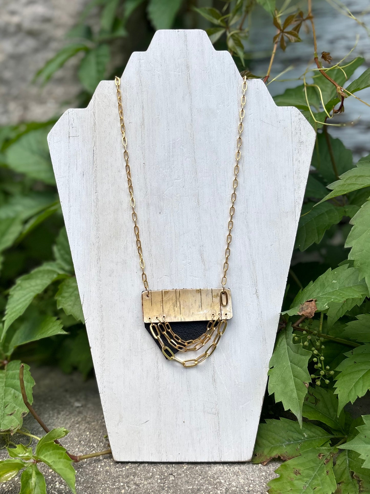 Statement Birchbark & Leather Necklace