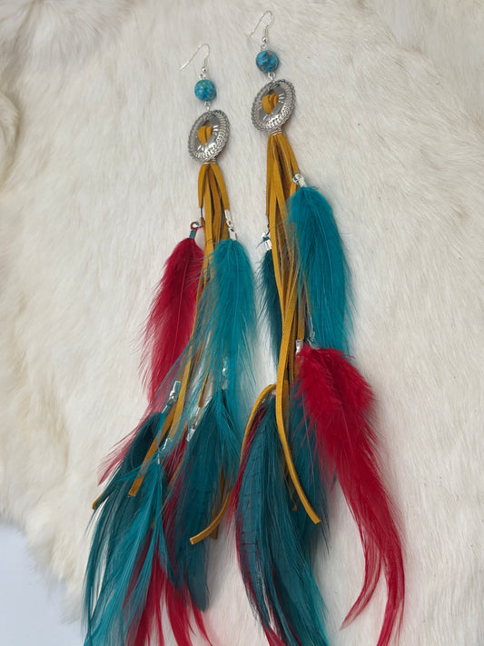 Concho Feather Earrings