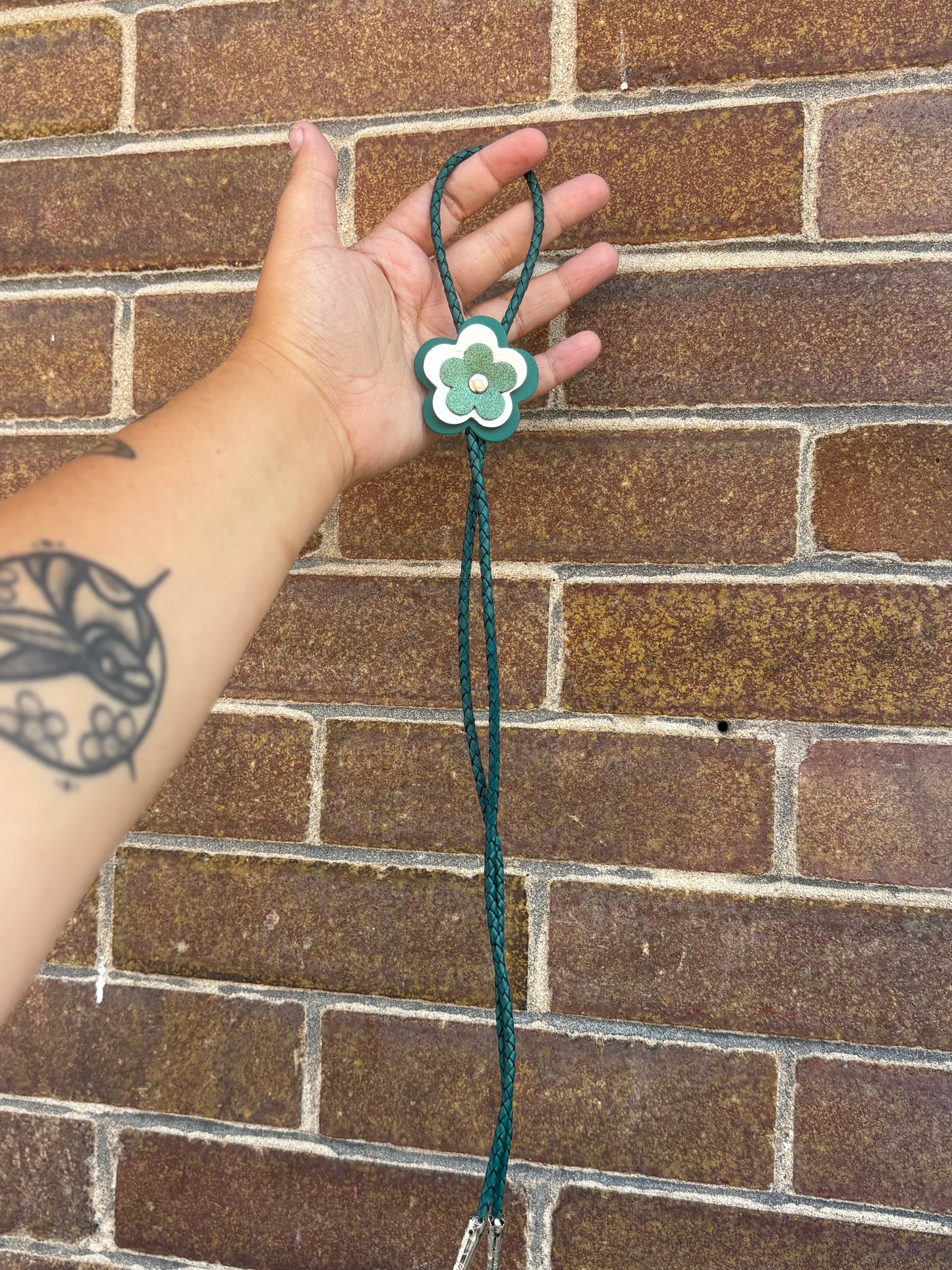 Leather Flower Bolo Tie